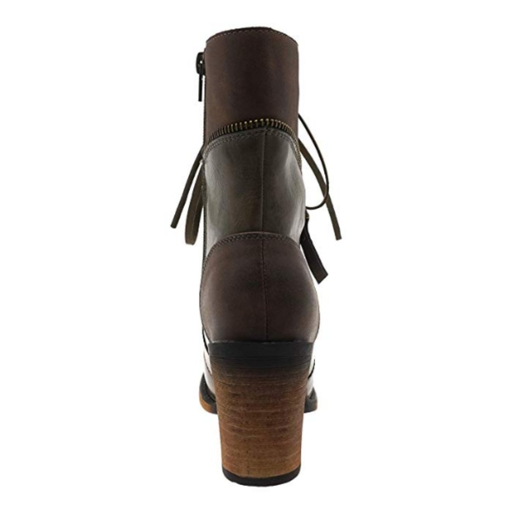 Womens Vintage Distressed Ankle Boots Lace Up - Picture 5 of 5